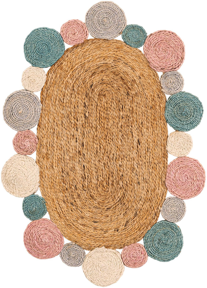 Woven Seaside Jute Collection Area Rug - Sienna Oval Multi  lifestyle 2