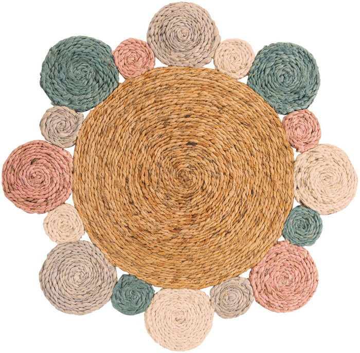 Woven Seaside Jute Collection Area Rug - Sienna Round Multi  lifestyle 4