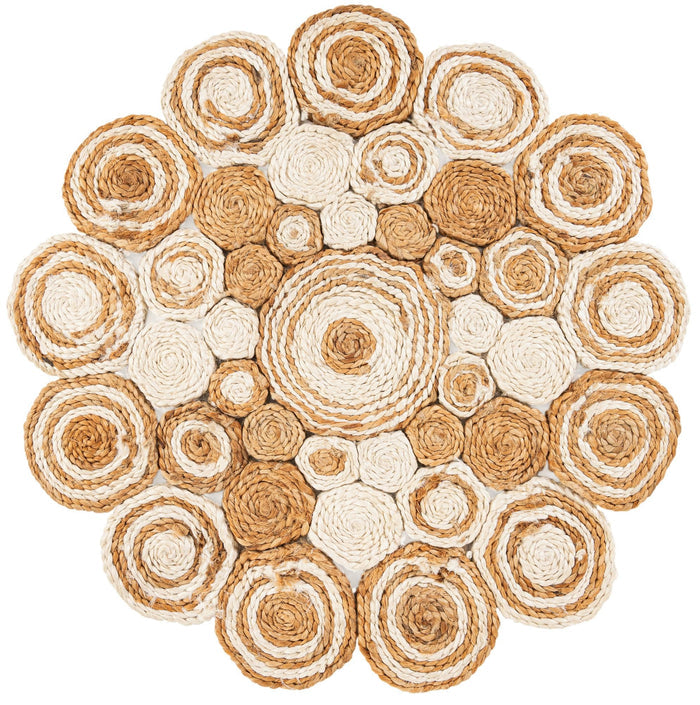 Woven Seaside Jute Collection Area Rug - Sienna Round Natural and White  lifestyle 5
