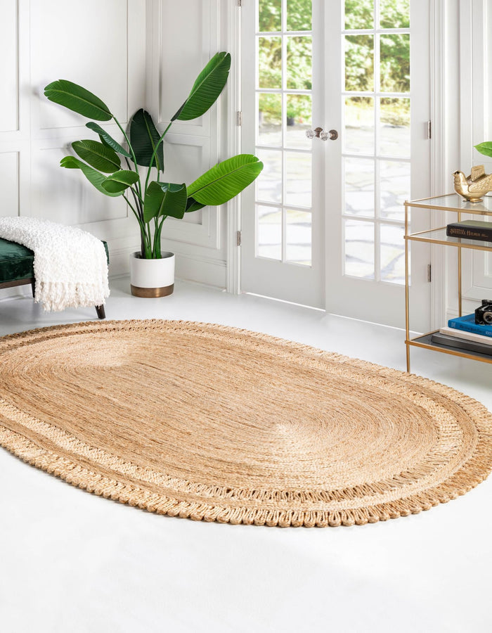Woven Seaside Jute Collection Area Rug - Varadero Oval Natural  lifestyle 3