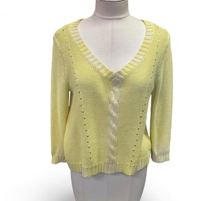 Yellow crochet knit sweater