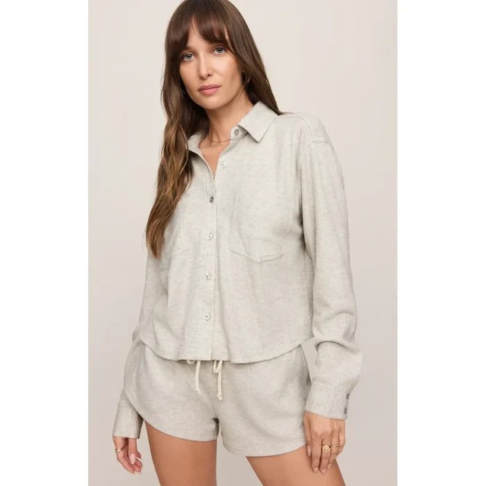 Z Supply Waffle Brushed Thermal Shirt in Feather Grey