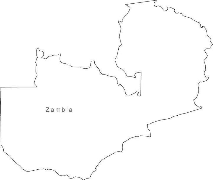 Digital Black & White Zambia map in Adobe Illustrator EPS vector format