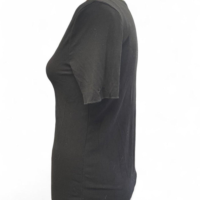 Zara black ribbed knit v neck