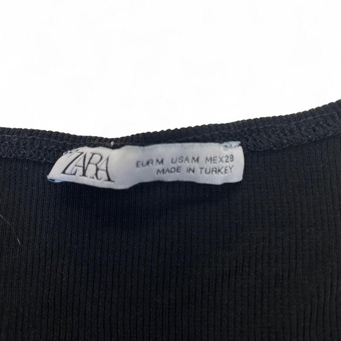 Zara black ribbed knit v neck
