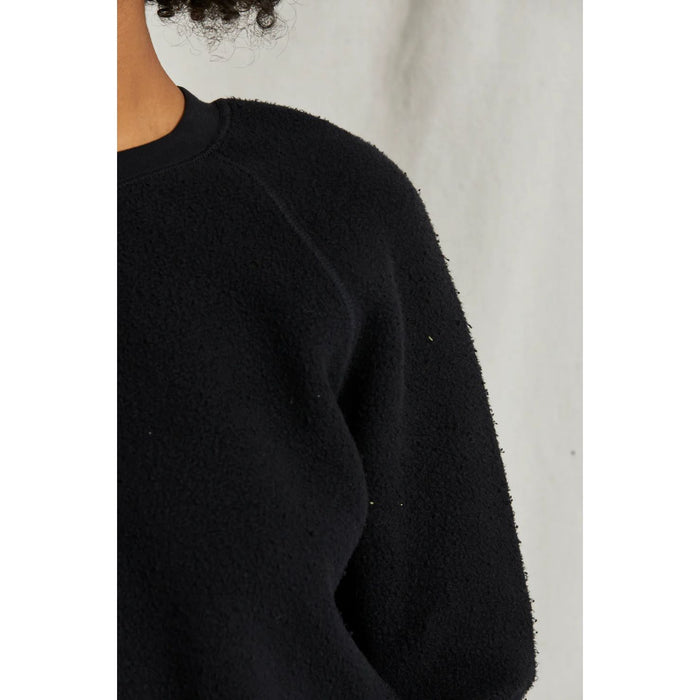 Ziggy Inside Out Fleece Long Sleeve Crewneck in White & Black - Romantiques