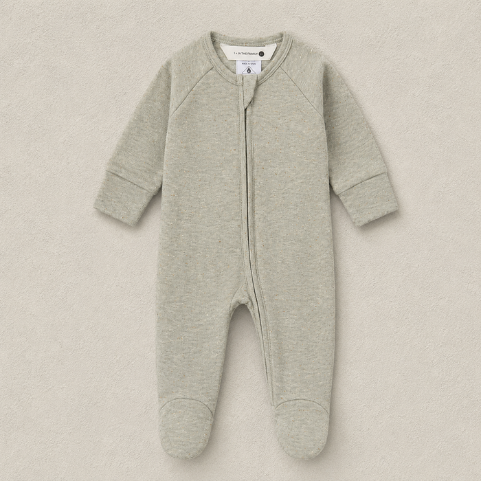 ZIP KRUIPPAKJE - SAGE SPECKLED 9-12M