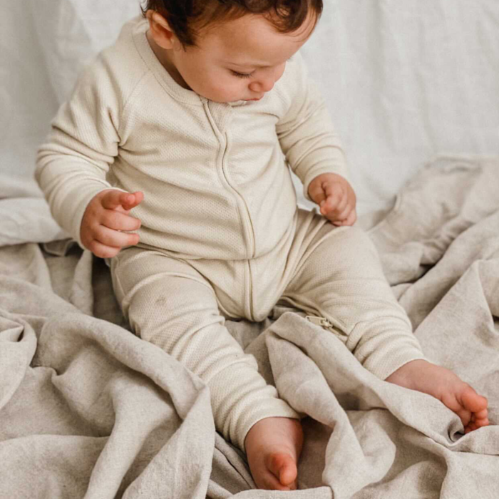 ZIP KRUIPPAKJE - SAGE SPECKLED 9-12M